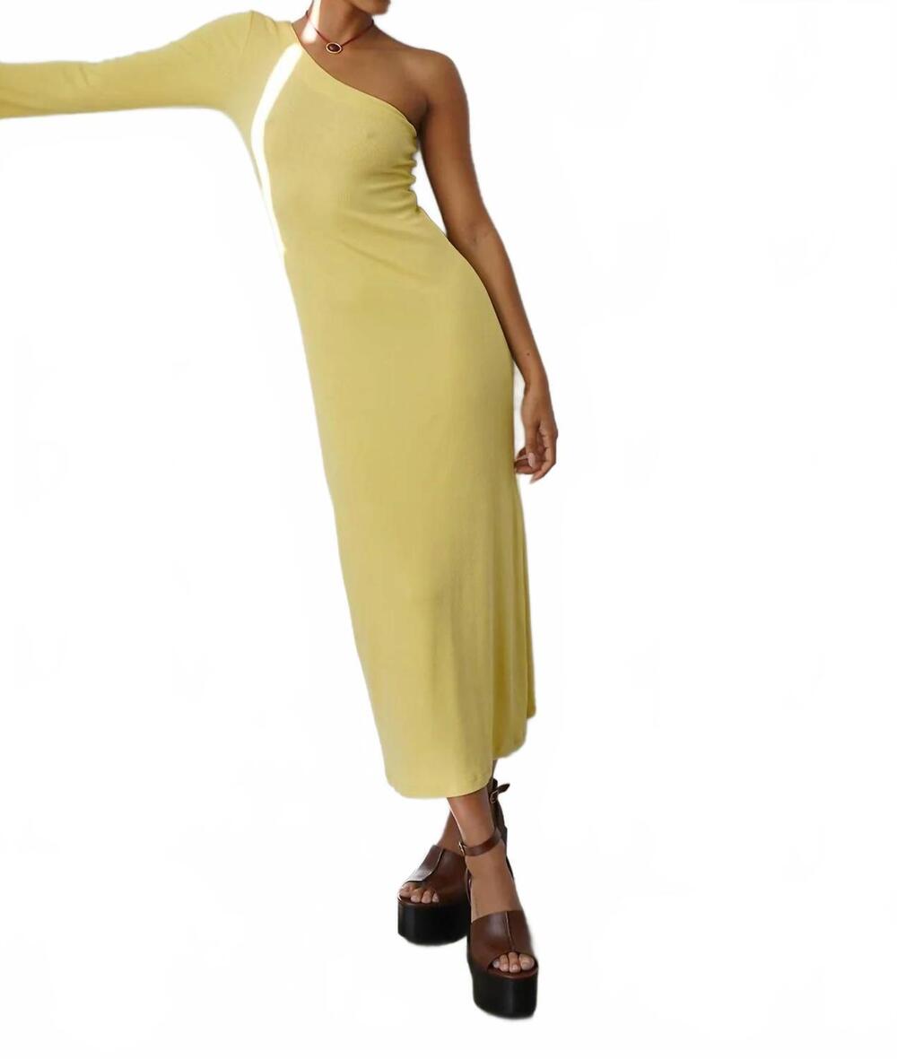NEW LNA holden rib one shoulder dress in rafia